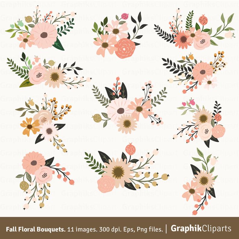 794x794 Fall Floral Bouquets Vector Flowers Vector Arrangement Etsy
