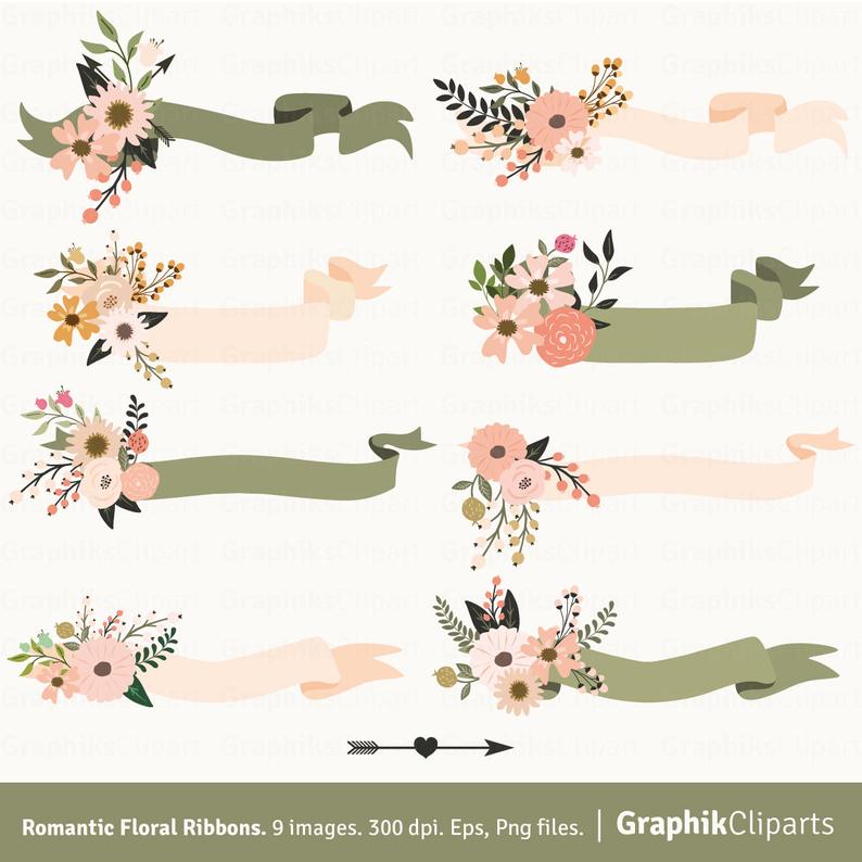 794x794 Fall Floral Ribbons Floral Vector Ribbon Vector Flowers Etsy