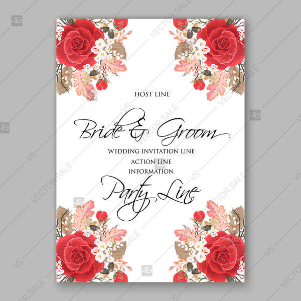 600x600 Red Rose Wedding Invitation Floral Vector Background Valentines