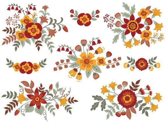 570x428 Vector Flower Item Floral Bouquet Clipart Digital Vector