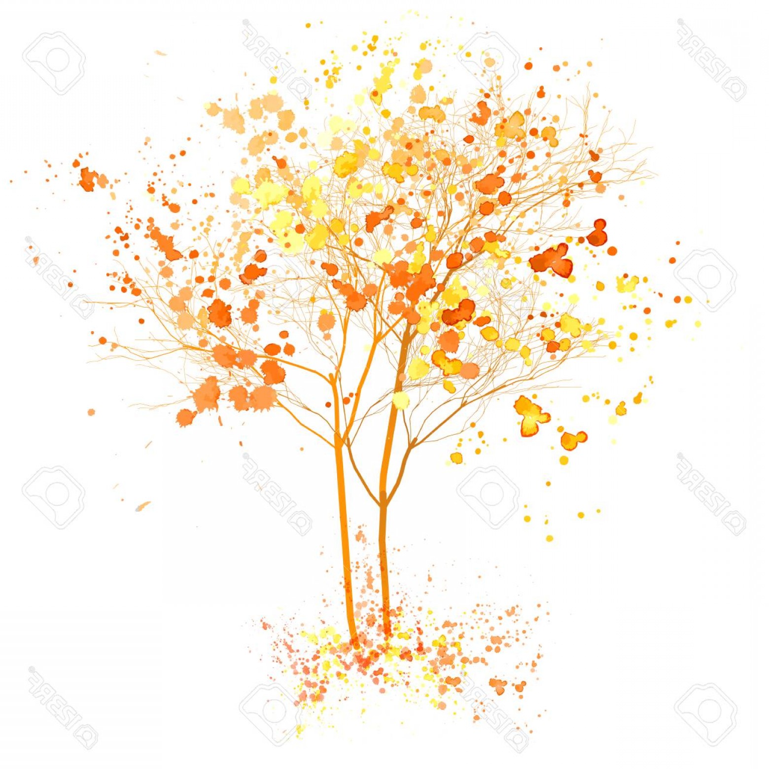 1560x1560 Photostock Vector Autumn Tree Watercolor Illustration Fall Tree