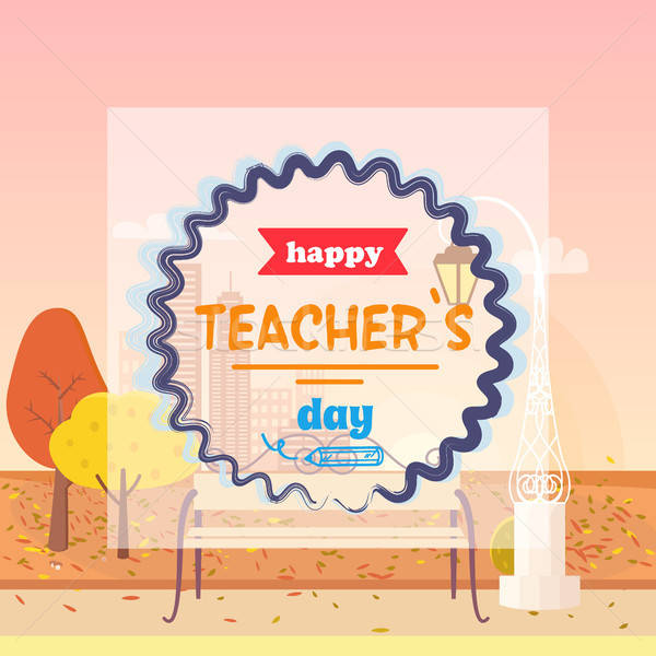 600x600 Happy Teachers Day And Fall Vector Illustration Vector
