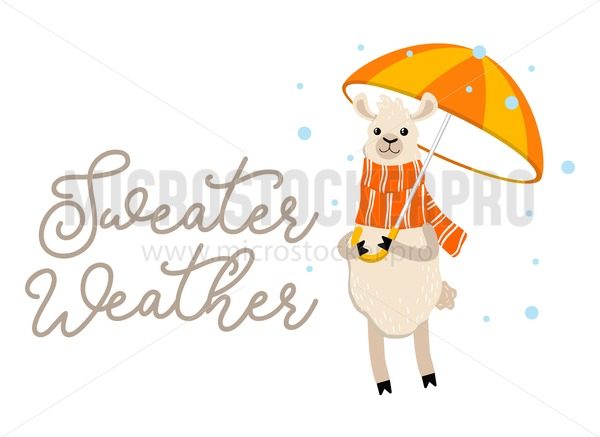 600x437 Sweater Weather Inspirational Autumn Design With Llama Holdind