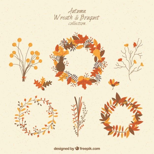 626x626 Collection Of Wreaths And Bouquets For Fall Vector Free Download