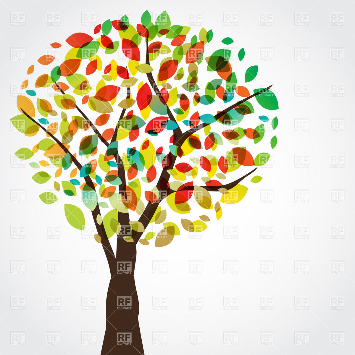 1200x1200 Stylish Motley Autumn Tree Vector Image Of Plants And Animals