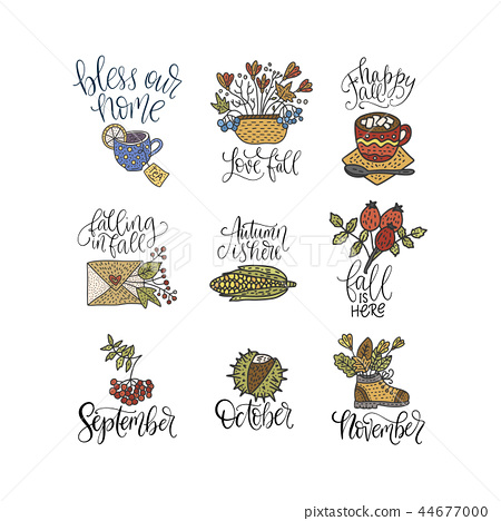 450x468 Cozy Fall Vector Lettering Set