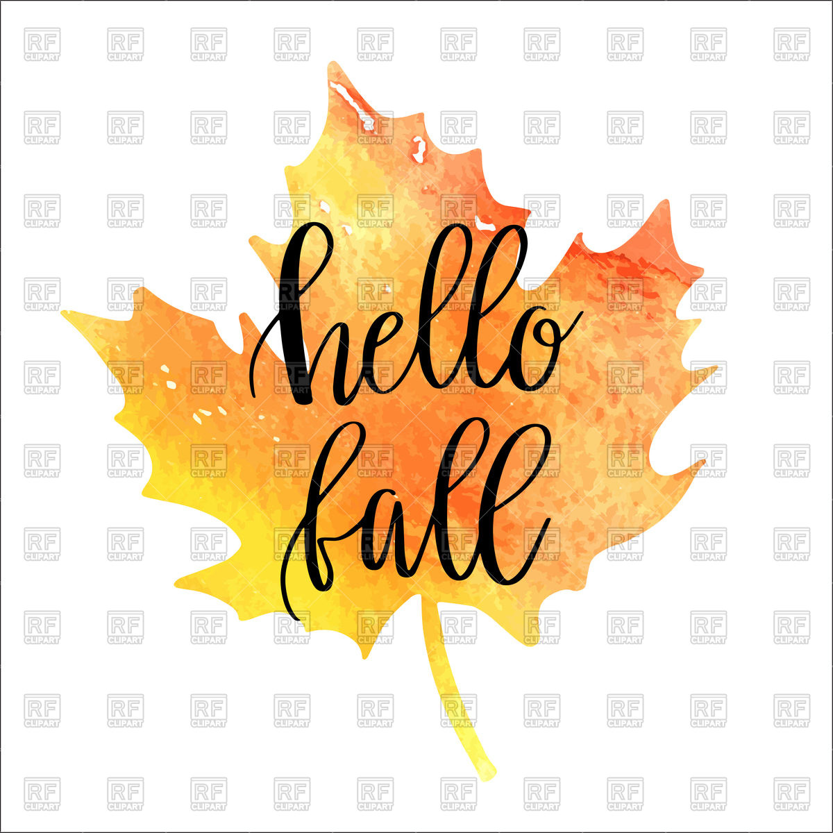 1200x1200 Hello Fall Card With Autumn Leaf Vector Image Of Objects