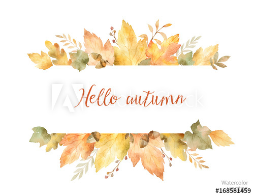 500x385 Watercolor Autumn Vector Banner Of Leaves And Branches Isolated