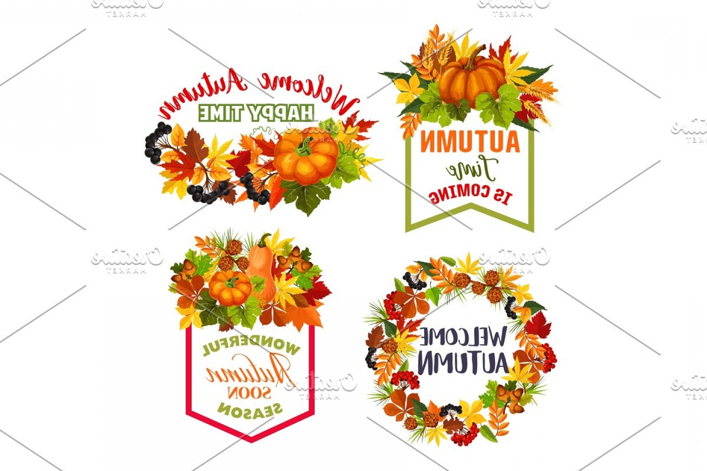 1440x960 Autumn Welcome Fall Vector Leaf Acorn Icons Handandbeak