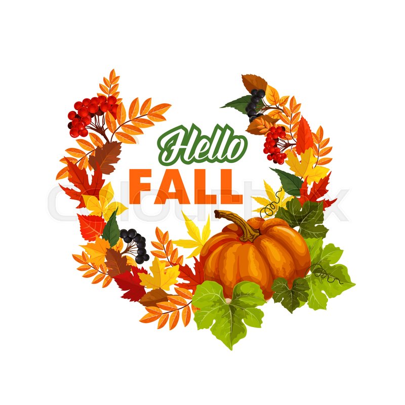800x800 Autumn Seasonal Greeting Card Of Hello Stock Vector Colourbox