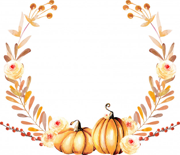 626x542 Autumn Wreath With Watercolor Pumpkins And Fall Flowers Vector