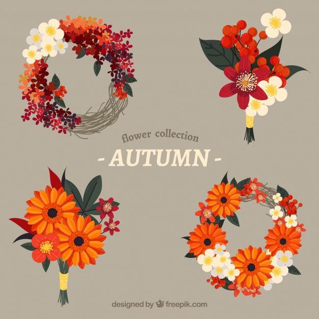 626x626 Pack Of Four Autumn Floral Wreaths Vector Free Download