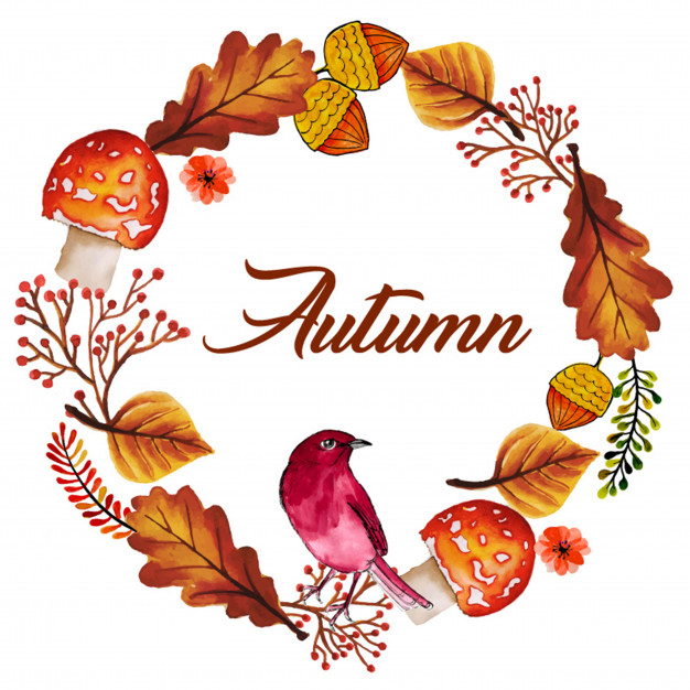 626x626 Watercolor Autumn Wreath Vector Free Download