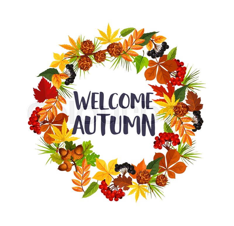 800x771 Welcome Autumn Poster Of Fall Maple Stock Vector Colourbox