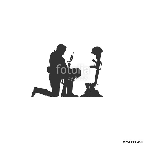 500x500 Isolated Silhouette Of Soldier Kneeling