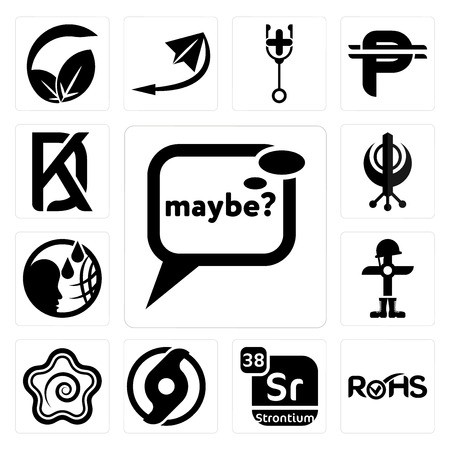 450x450 Set Of Simple Editable Icons Such As Maybe, Rohs, Strontium