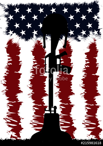 353x500 Symbol Of A Fallen Soldier,military Helmet On Rifle With Bayonet