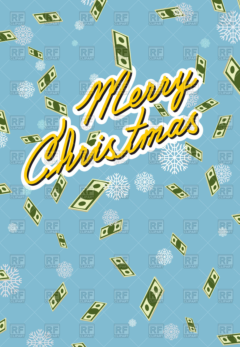 831x1200 Marry Christmas Card Falling Money Vector Image Of Holiday