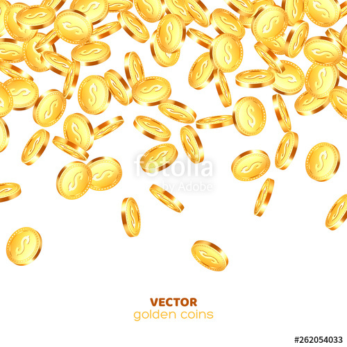 500x500 Realistic Golden Coins Explosion Falling Money With Dollar