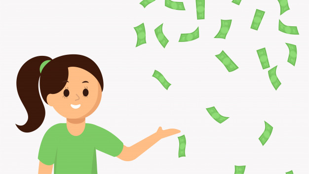 626x352 Smiling Young Woman Pointing Falling Money Vector Premium Download