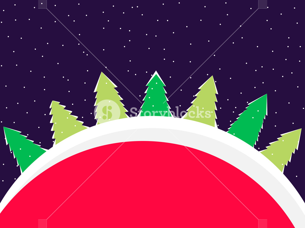 1000x750 Winter Landscape With Fir Trees In Flat Style Falling Snow