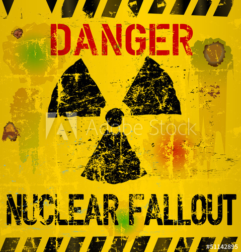 479x500 Nuclear Fallout Warning Sign,vector Illustration
