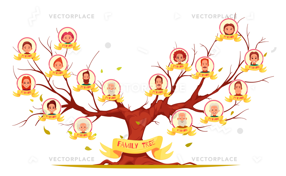 1000x615 Family Tree Pictures Relatives Round Frames Vector Illustration
