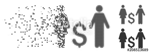 500x176 Fractured Family Dollar Pixel Icon With Disintegration Effect
