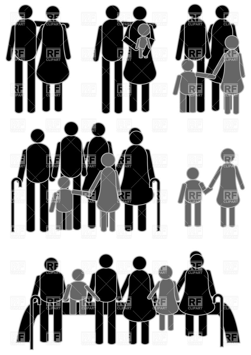 849x1200 Happy Family Icons Isolated On White Background Vector Image