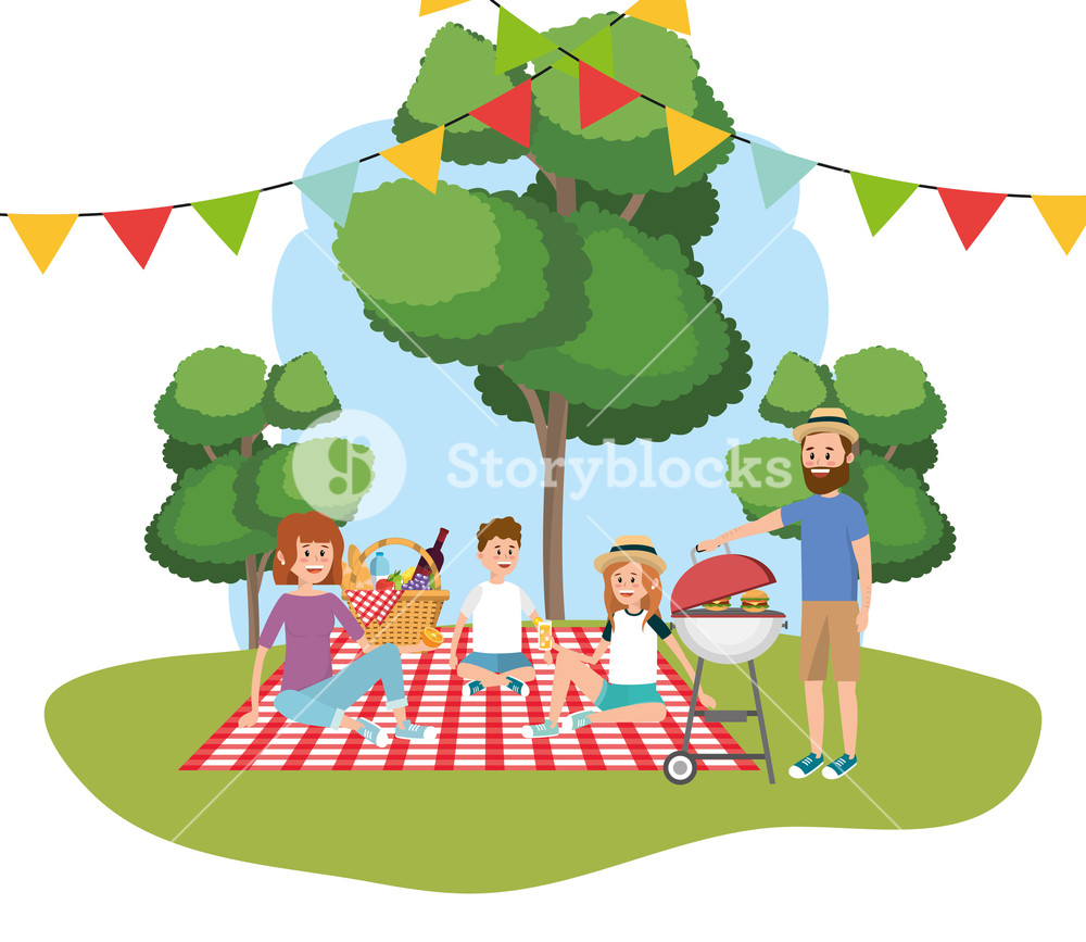 Family With Children On Picnic Summer Cartoons Vector Illustration 1000x867 Family With Children On Picnic Summer Cartoons Vector Illustration