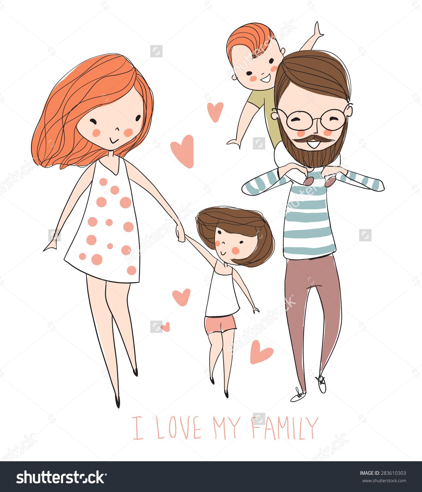 I Love My Family Cute Vector Illustration With Mother, Father 1374x1600 I Love My Family Cute Vector Illustration With Mother, Father