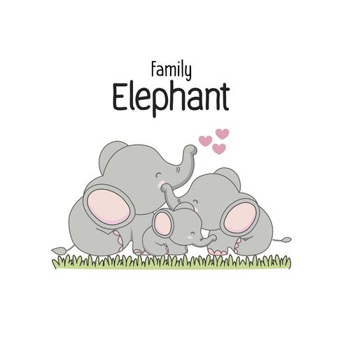 Elephant Family Father Mother And Baby Vector Illustration 490x490 Elephant Family Father Mother And Baby Vector Illustration