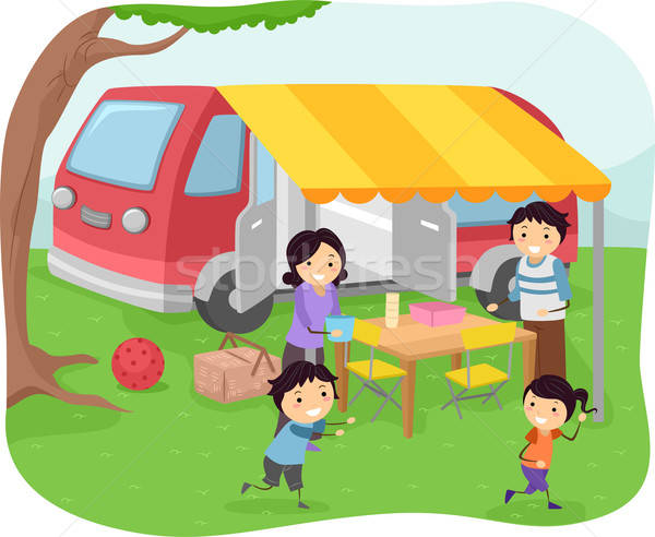 600x492 Family Picnic Vector Illustration Lenm