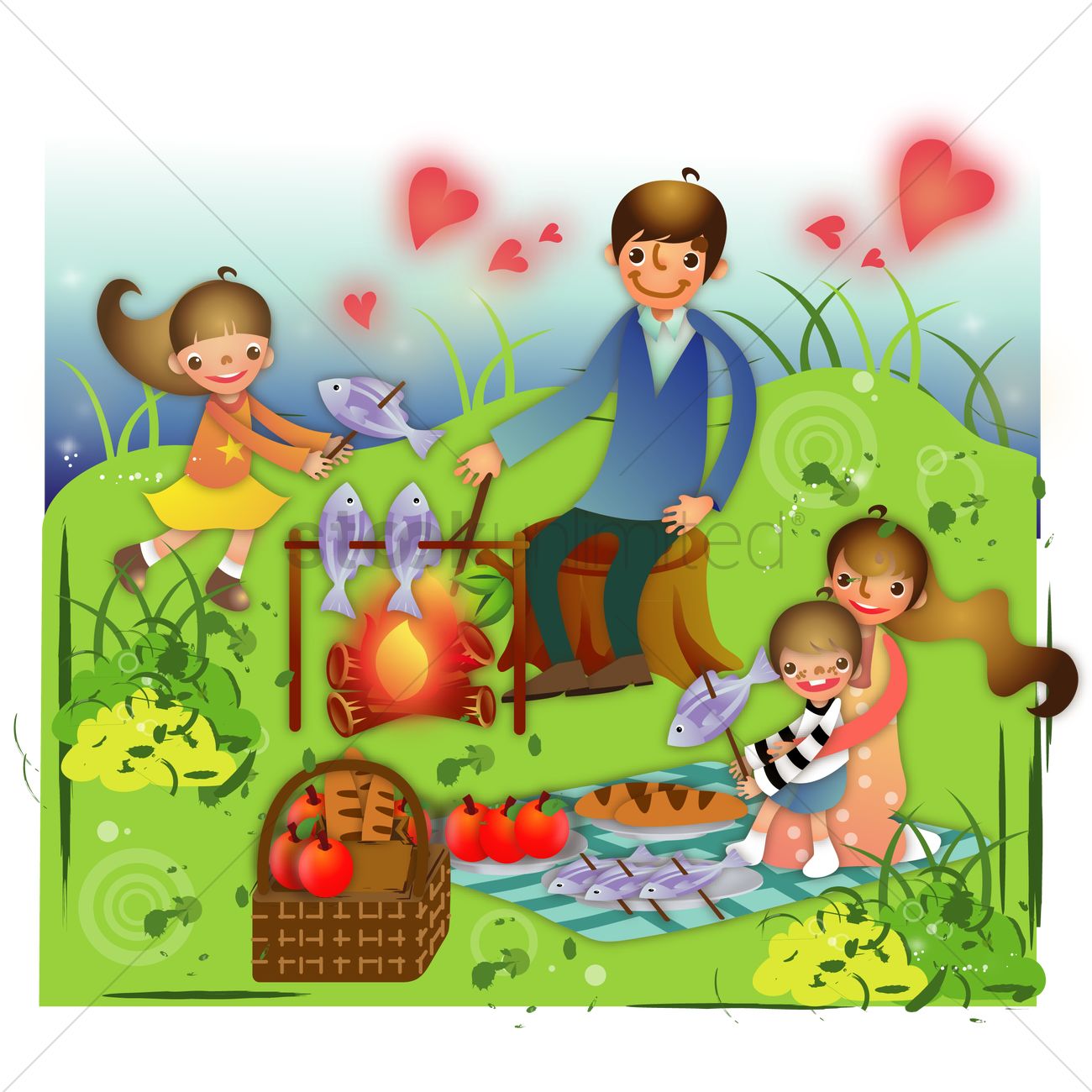 1300x1300 Family On A Picnic Vector Image