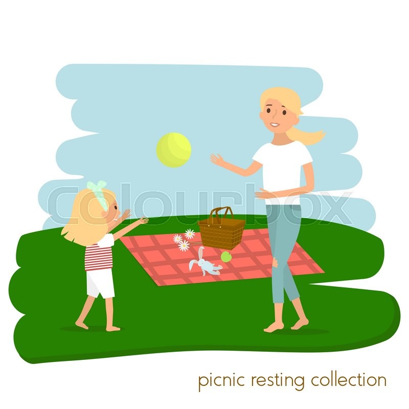 800x800 Family Picnic Resting Mother With Stock Vector Colourbox