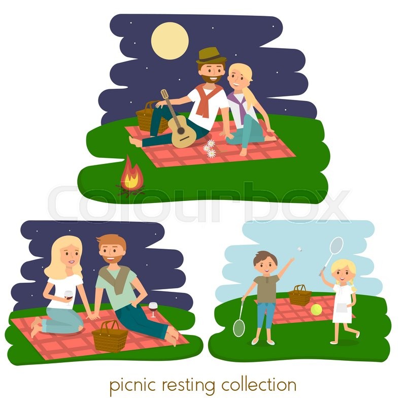 800x800 Set Of Happy Family Picnic Resting Stock Vector Colourbox