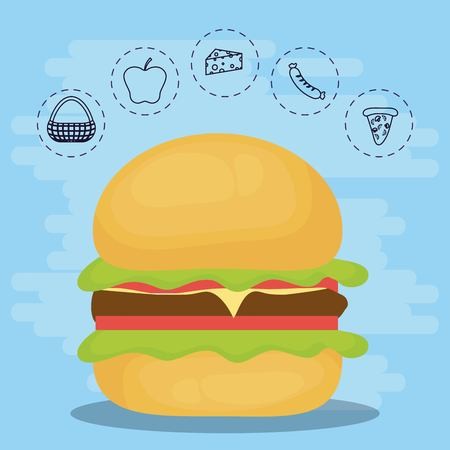 450x450 Burger For Family Summer Picnic Vector Illustration Graphic Design