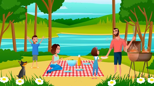 590x330 Family Having Fun On Picnic Cartoon Vector