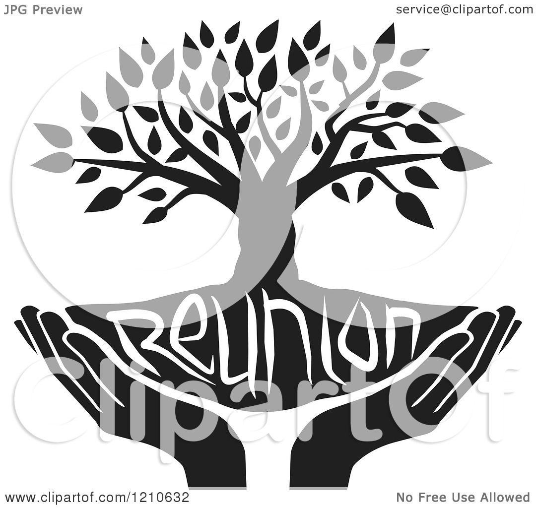 1080x1024 Clipart Of A Black And White Family Reunion Tree And Uplifted