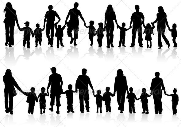 590x413 Collect Family Silhouettes Blt In Family Vector