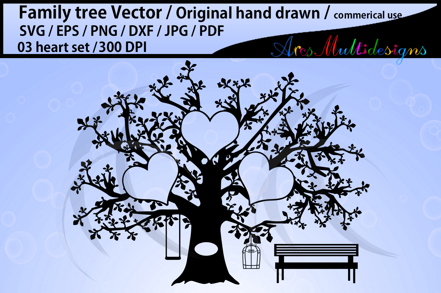 1500x998 Three Hearts Family Tree Vector Digitanza