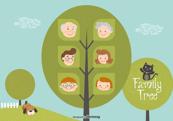 700x490 Cute Cartoon Family Tree Vector