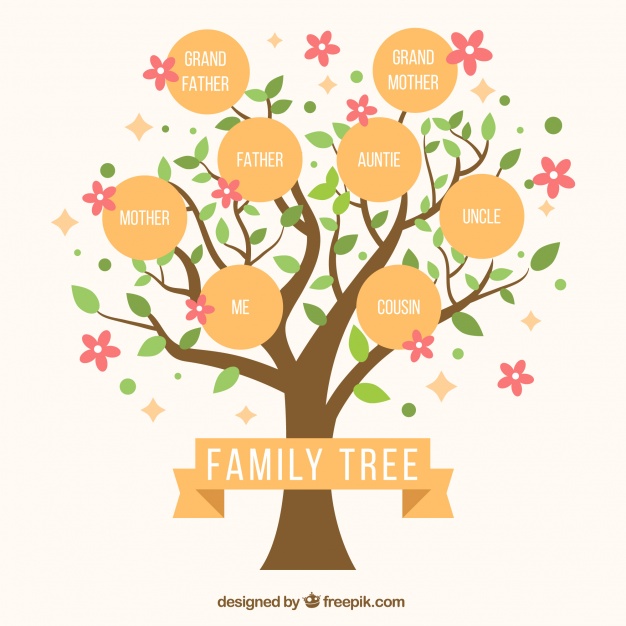 626x626 Cute Family Tree With Decorative Pink Flowers Vector Free Download