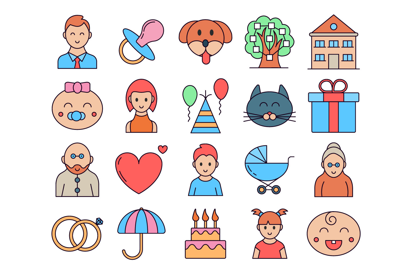 1440x960 Family Vector Free Icon Set