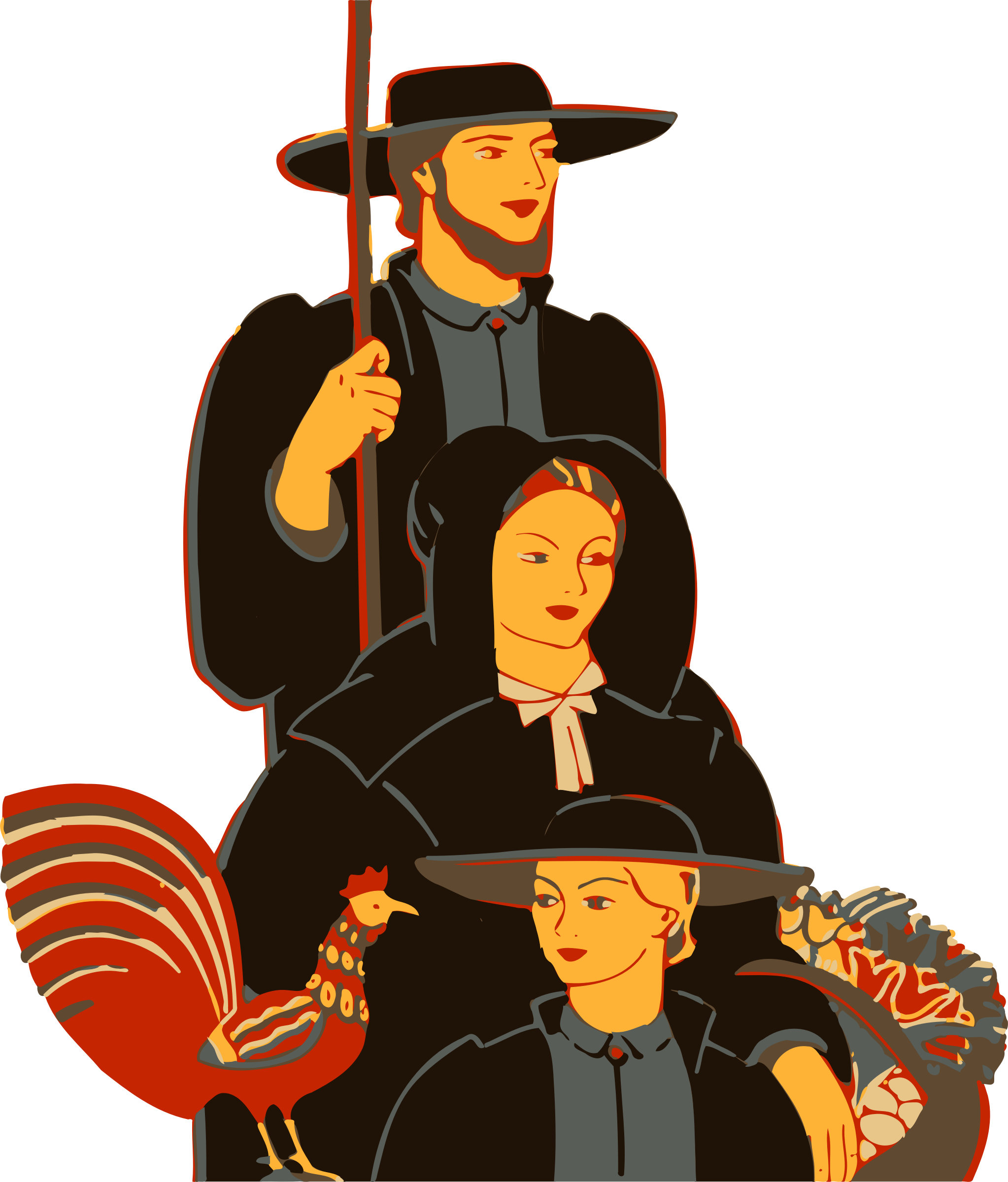 2046x2400 Amish Family Vector Clipart Image