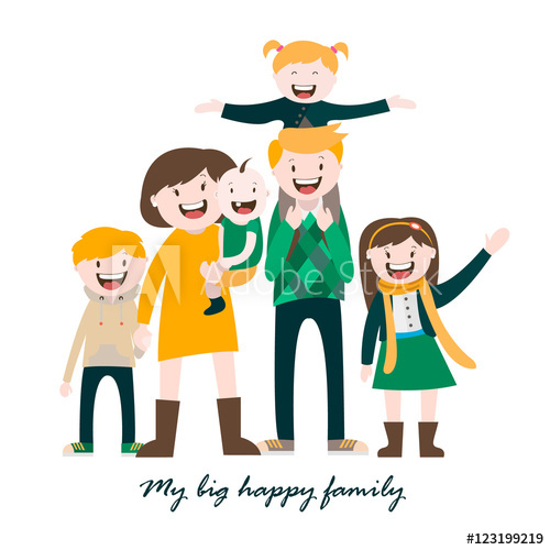 500x500 My Big Happy Family A Large Family A Stylish Family, Vector