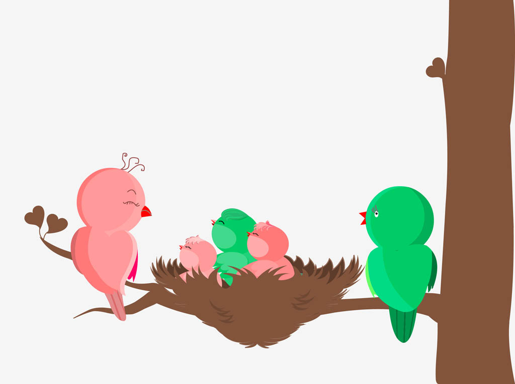1024x765 Bird Family Vector Vector Art Graphics