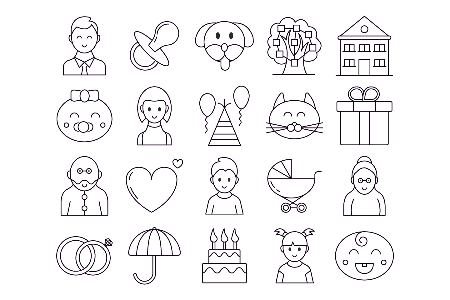 1440x960 Family Vector Free Icon Set