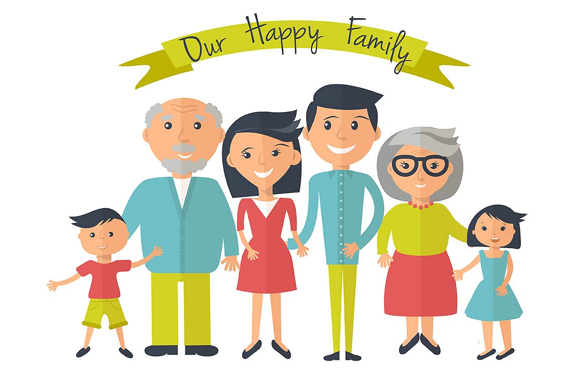 1160x772 Happy Family Vector Flat Style Illustrations