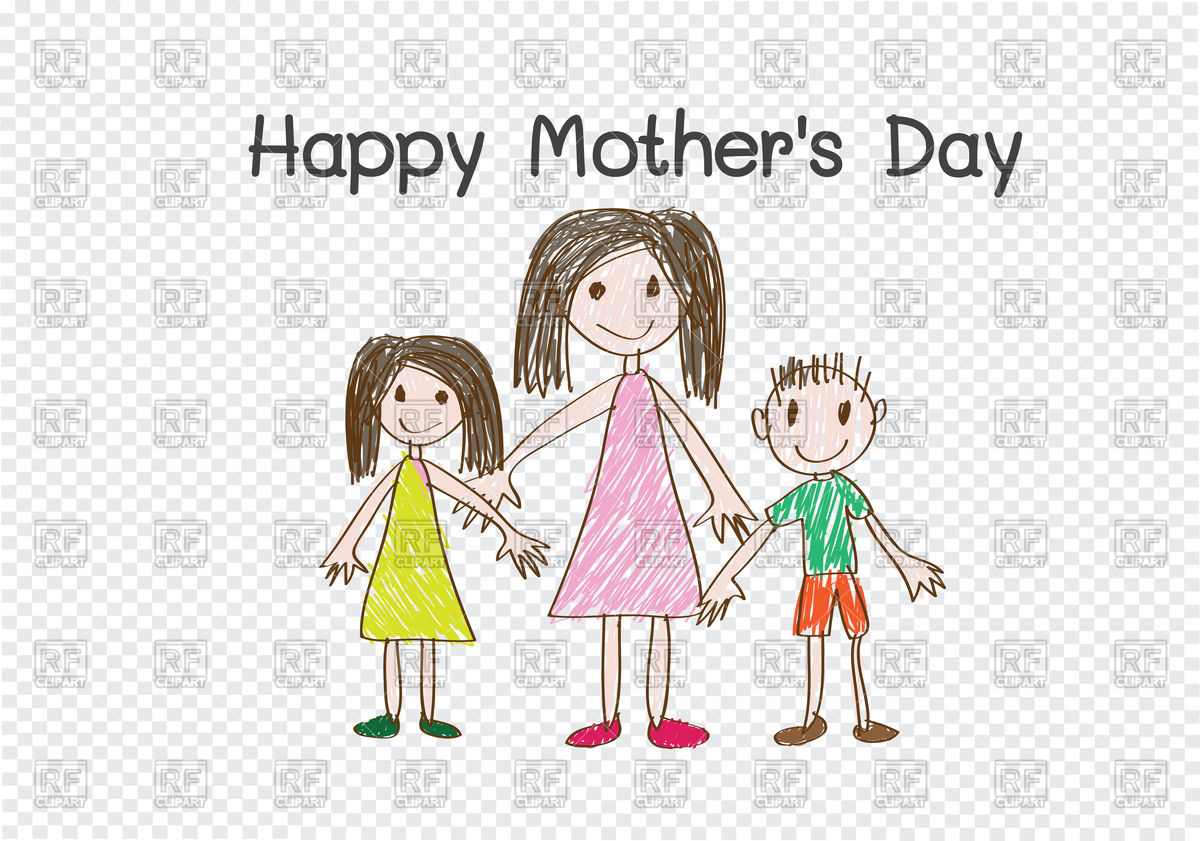 1200x841 Happy Mother's Day Card With Cartoon Family Vector Image Of People